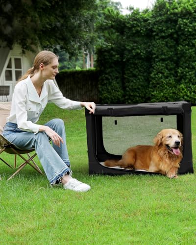 33" Soft Collapsible Travel Dog Crate for Medium Large Dogs,Black, view 5