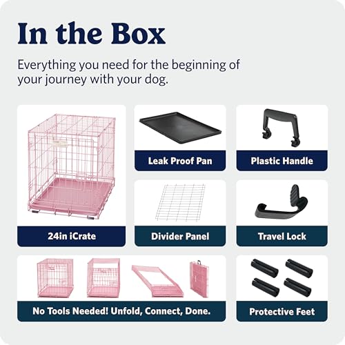 Midwest 24-Inch Pink Single Door iCrate, for Small Breeds, 12-20 lbs, view 8