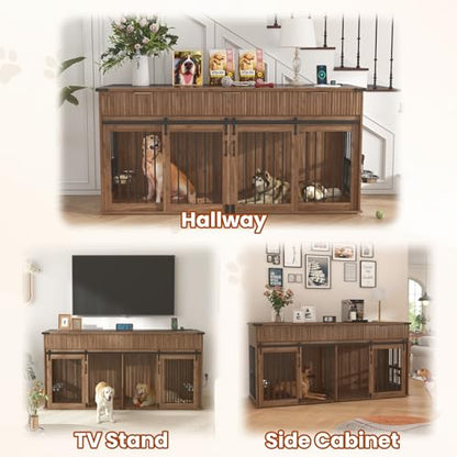 71" Dog Crate Furniture for 2 Dogs, view 5