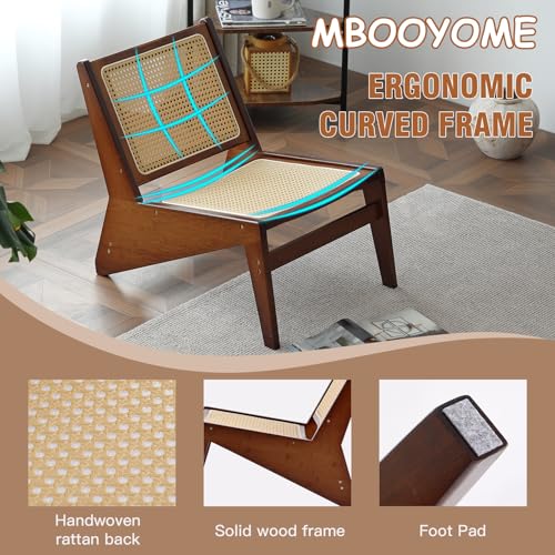 Mid Century Modern Accent Chair for Living Room, Low Lounge Chair with Solid Wood Frame, Comfy Armchair for Bedroom and Balcony, Walnut