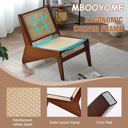 Mid Century Modern Accent Chair for Living Room, Low Lounge Chair with Solid Wood Frame, Comfy Armchair for Bedroom and Balcony, Walnut