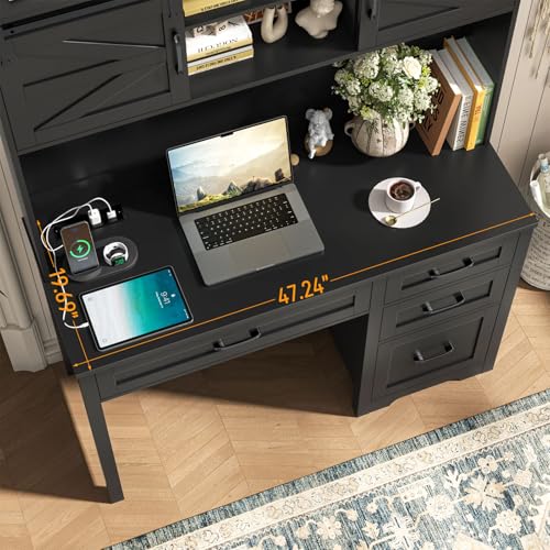67" H Farmhouse Executive Desks with Charging Station, view 5