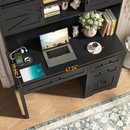 67" H Farmhouse Executive Desks with Charging Station, view 5
