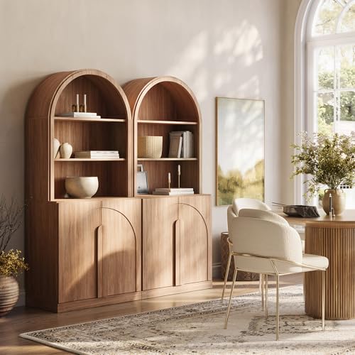 Set of 2 71"Tall Storage Cabinet with Arched Hutch, view 6
