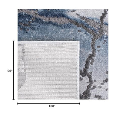 SAFAVIEH Craft Collection Area Rug - 8' x 10', Grey & Blue, Modern Abstract Design, Non-Shedding & Easy Care, Ideal for High Traffic Areas in Living Room, Bedroom (CFT877L)