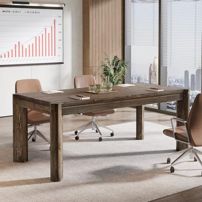 63" Solid Wood Executive Desk, Farmhouse Home Office Computer Desk, view 7