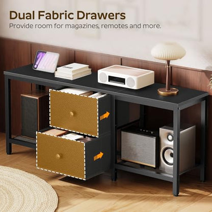 TV Stand for TVs up to 55", Entertainment Center with 2 Fabric Drawer, view 6
