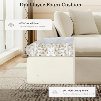 7 Seater Modular Sectional Couch,Modern L/U Shaped Boneless Sectional Sofa with Ottoman,Chenille Cloud Couches for Living Room,Beige