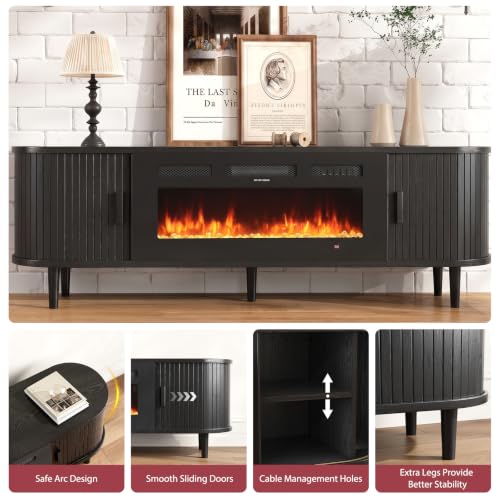 MXV 80″ Fluted Fireplace TV Stand, view 4