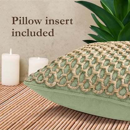 Jada Decorative Throw, Includes Accent, Premium Woven Design, Living Room Décor, (1) 12" x 20" Pillow Cover with Insert, Sage Green
