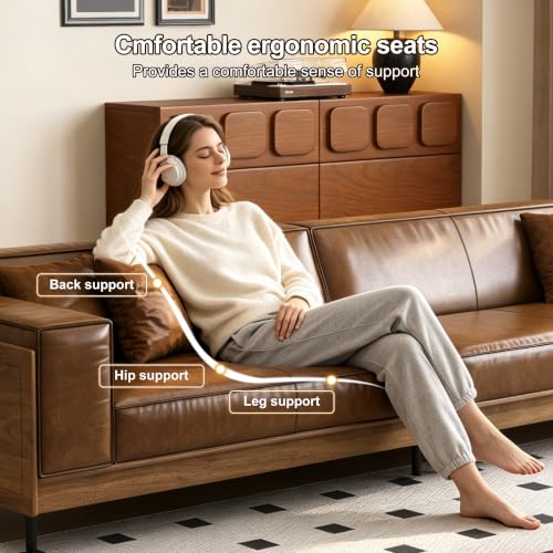 110.24" Faux Leather Sofa, 4 Seater Deep Seat Couch, view 5