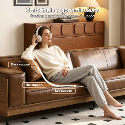 110.24" Faux Leather Sofa, 4 Seater Deep Seat Couch, view 5