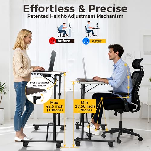 Foldable Standing & Rolling Desk, Upgraded Portable Desk on Wheels, view 4