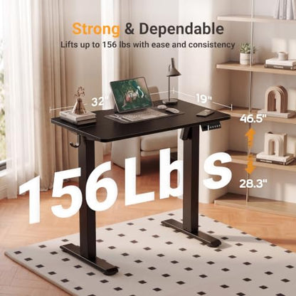 Electric Standing Desk, 32x19 Inch, Black, view 4