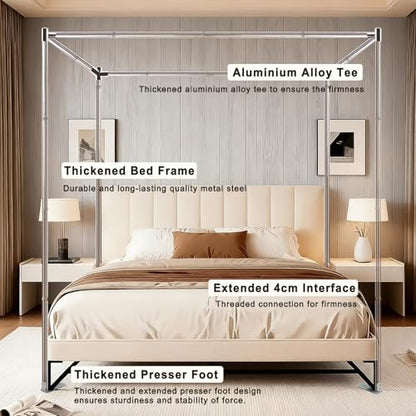 Canopy Bed Frame Queen Size, Thicken Stainless Steel Canopy Bed Frame, view 4