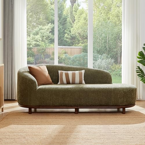 Bouclé Chaise Lounge Sofa Mid Century Modern Upholstered Chaise Lounge with, view 5