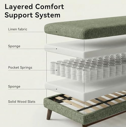 65.2" W Loveseat Sofa, Mid Century Modern Decor Love Seat Couches for Living Room, Button Tufted Upholstered Furniture, Solid & Easy to Install Small Couch for Bedroom Office Apartment, Green