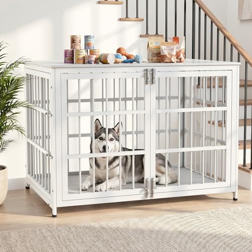 Heavy Duty Dog Crate Furniture 42 Inch, Decorative Dog Cage, White, view 2
