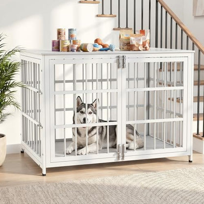 Heavy Duty Dog Crate Furniture 42 Inch, Decorative Dog Cage, White, view 2