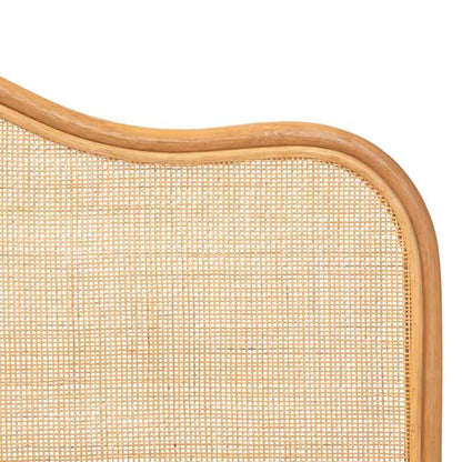 Adelita Natural Rattan Arched Headboard - Handwoven Cane Panel, Coastal Boho Style Bedroom Decor, Queen
