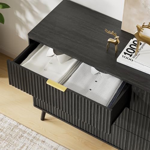 55" Wide Fluted Dresser for Bedroom with 6 Drawer, view 6