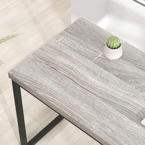 Modern Home Office Desk, Industrial Vintage Computer Desk, Rustic Wood and Metal Study Writing Table, Simple Work Gaming PC Desks for Bedroom Living Room, Light Grey 53 Inch