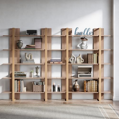 Tribesigns 5-Tier 47 Inches Bookshelf Bookcase, Boho Open Bookshelves Etagere Display Office Shelving Unit, for Living Room, Office & Bedroom, Metal & Wood, Retro Dark Brown