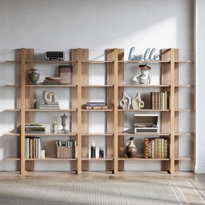 Tribesigns 5-Tier 47 Inches Bookshelf Bookcase, Boho Open Bookshelves Etagere Display Office Shelving Unit, for Living Room, Office & Bedroom, Metal & Wood, Retro Dark Brown