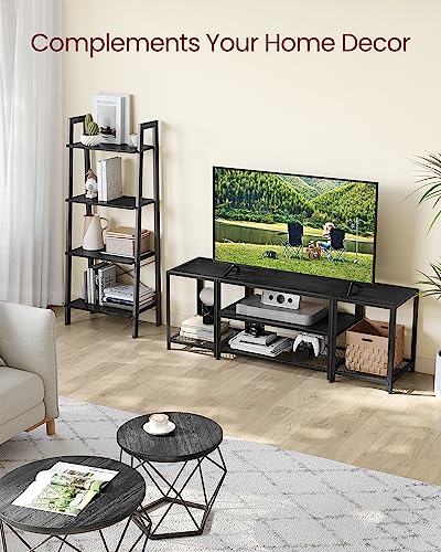 VASAGLE Modern TV Stand for TVs up to 65 Inches, 3-Tier Entertainment Center, Industrial TV Console Table with Open Storage Shelves, for Living Room, Bedroom, Black with Wood Grain ULTV097B22