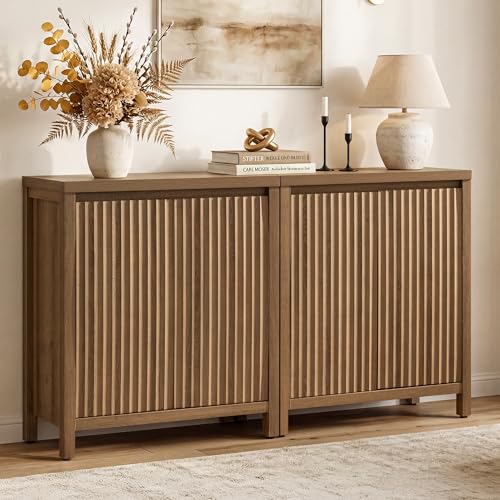 Sideboard Buffet Cabinet with Storage, Fluted Credenza Buffet Table, view 2