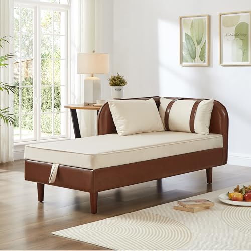 Modern Comfort Chaise Lounge, Deep-Seat Sofa with Velvet & Wood Frame, view 2
