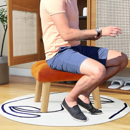 Footstool, Small Ottoman Stool Chair, Modern Padded Sofa Seat Foot Rest Stool, Sofa Footrest for Living Room Entryway 15.74" D×11.81" W×10.62" H Orange Color UHBD032J
