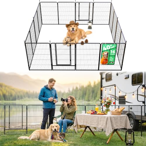 Instant Dog Playpen, RV Camping, Outdoor & Yard, 40" H, 16 Panels, view 2