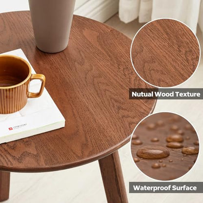 100% Solid Oak Round Side Table, Small Side Table for Small Spaces, view 6