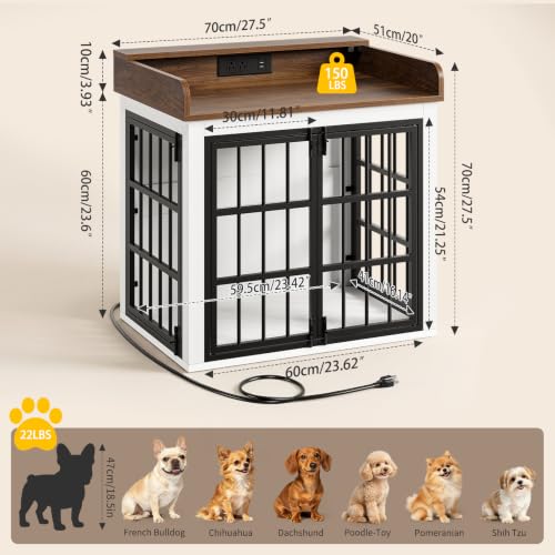 Wooden Dog Crate Furniture - 27.5" Dog Kennel Indoor with Storage, view 5