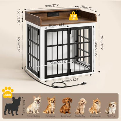 Wooden Dog Crate Furniture - 27.5" Dog Kennel Indoor with Storage, view 5