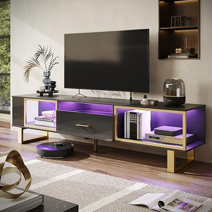 70 inch TV Stand with LED Lights for 75 inch TV, view 2