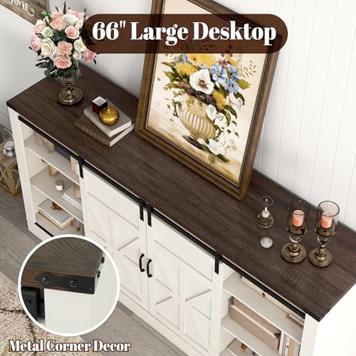 66" Farmhouse TV Stand for 75 Inch TV, view 6