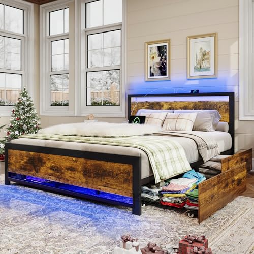 King Size Bed Frame with 4 Storage Drawers, view 4