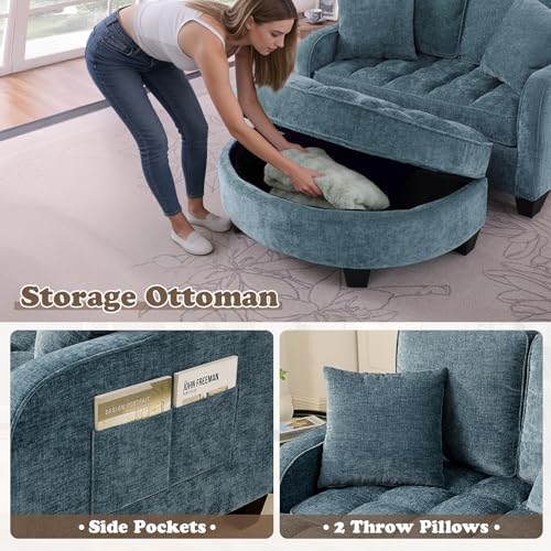 Oversized Chaise Lounge Chair Indoor with Ottoman, view 5