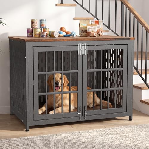 Heavy Duty Dog Crate Furniture 38 Inch, Decorative Dog Cage, Rustic Brown, view 2