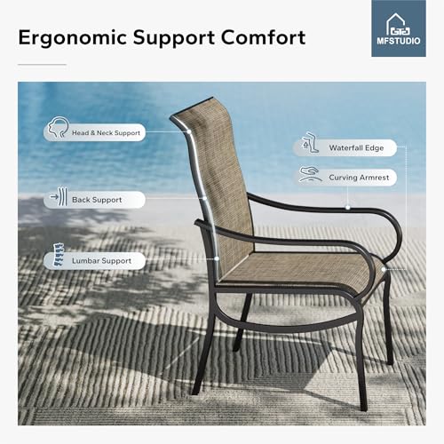 Patio Dining Chairs Set of 2, Deck Chairs with Breathable Quick-Drying Textilene Fabric & Sturdy Metal Frame, Outdoor Furniture Dining Chairs for Bistro Balcony Patio Yard