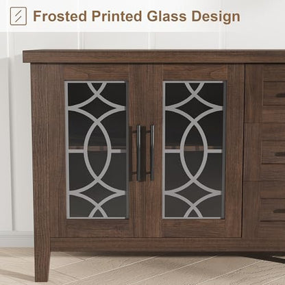 Farmhouse TV Stand with Glass Door for 65-70 Inch TV, Entertainment Center, view 5