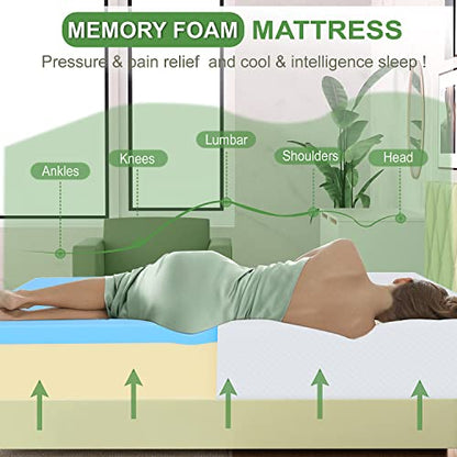 | 5 Inch Twin Mattress | Medium Firm | Gel Memory Foam Mattress | White | Bed in a Box, CertiPUR-US Certified | Pressure Relief, Cooling Ventilated Foam | Washable Removable Cover