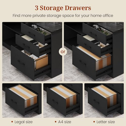 71" Executive Desk, Large Office Desk with Drawers & Storage Shelves, view 7