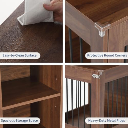 Dog Crate End Table with Storage, Wooden Kennel for Small Dogs & Puppies, view 7