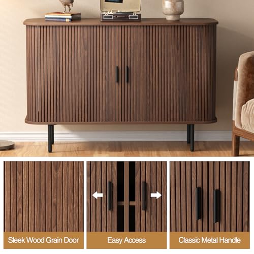 47''W x 32''H Walnut Storage Cabinet, view 5