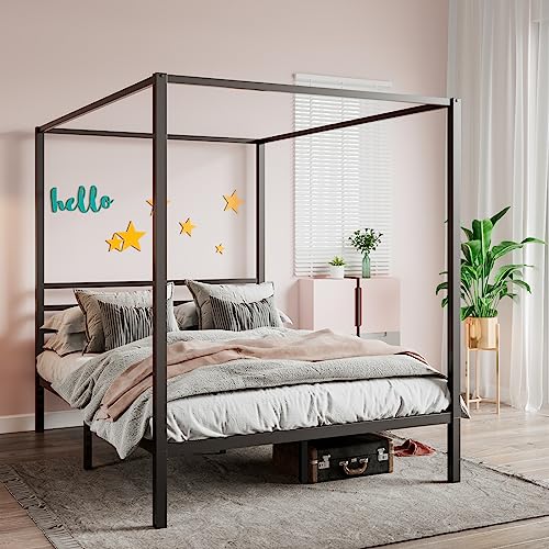 Queen Metal Slatted Bed Frame Black, view 7
