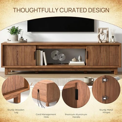 Fluted TV Stand, Mid Century Modern TV Stands for Living Room, view 7