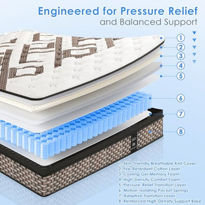 Full Mattress 14 Inch, Hybrid Mattress, Motion Isolation, 100 Night Trial, view 5
